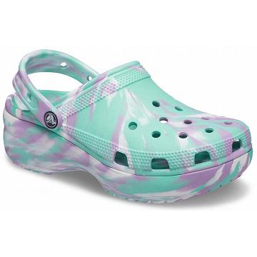 Crocs Women's Classic Platform Marbled Women's Clogs Mint / Multi | Australia 0116SGLO